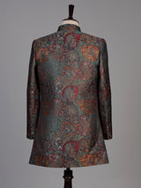 Brown mens vintage brocade jacket indo western