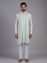 Sky blue mens paisley achkan indo western