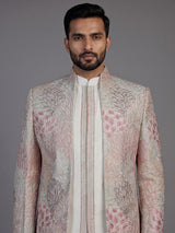 Multi color mens botanical jacket indo western