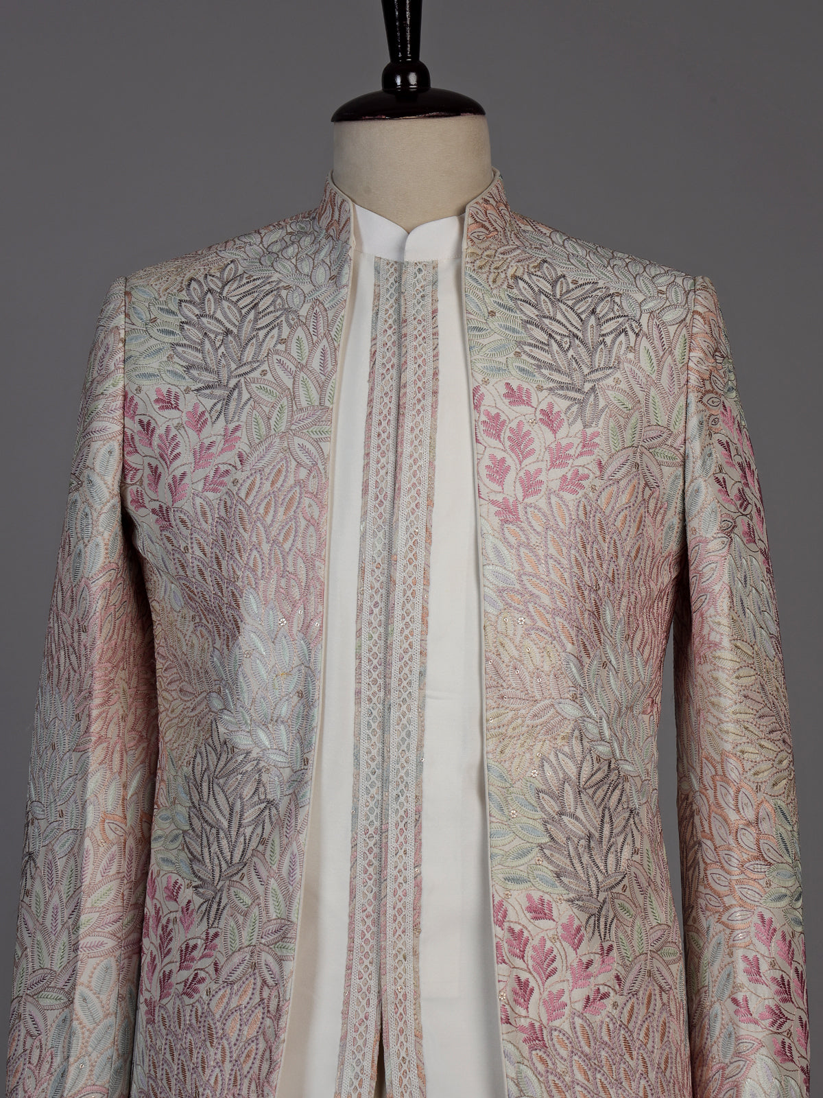 Multi color mens botanical jacket indo western