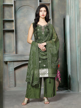 Green georgette silk women floral bandhani palazzo kurti set