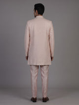 Pink jacquard silk jacket sherwani for men