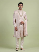 Blush pink embroidered sherwani for men