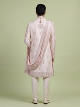 Blush pink embroidered sherwani for men