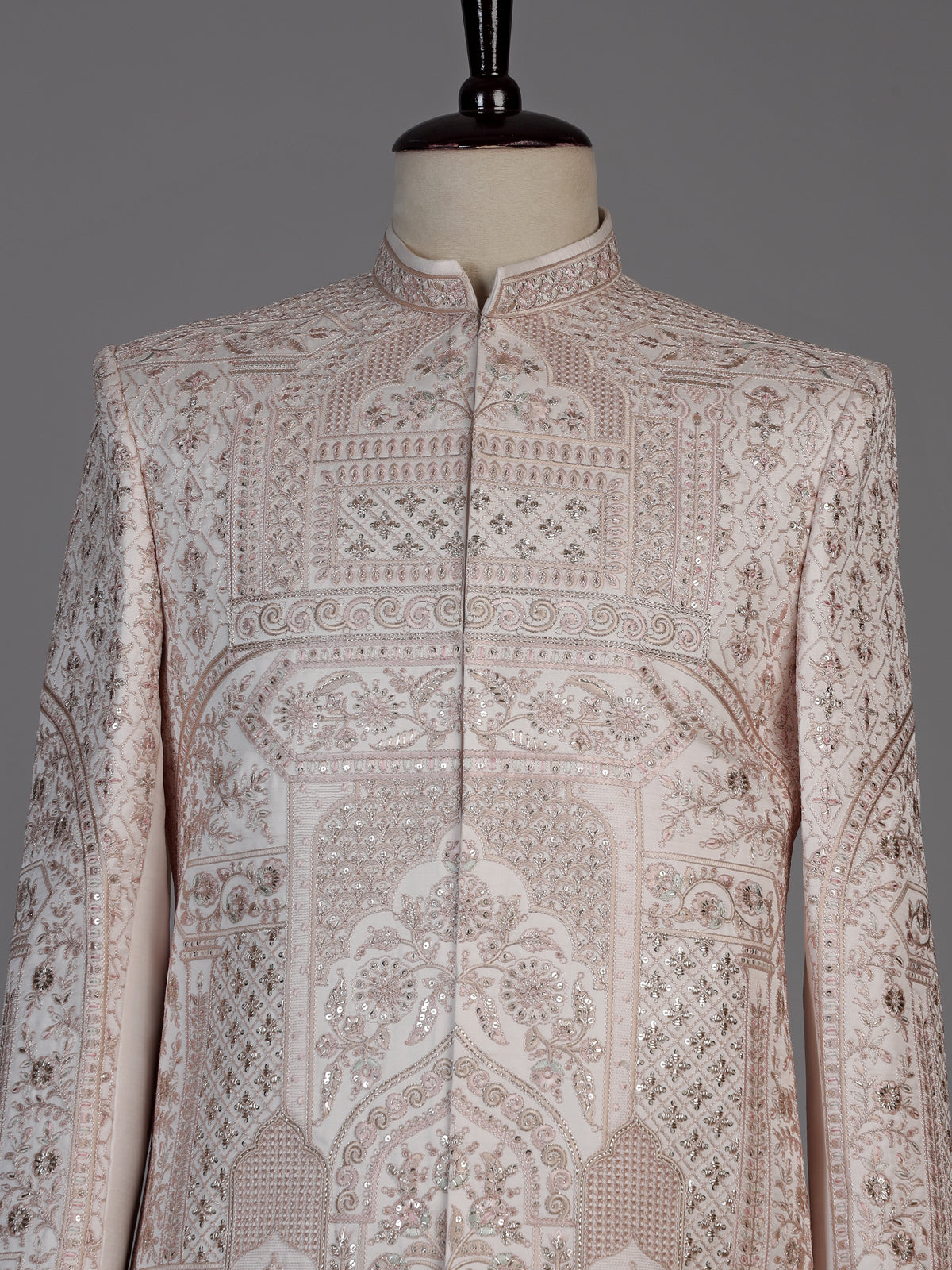 Blush pink embroidered sherwani for men
