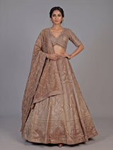 Metallic mocha brown heritage lehenga choli for women