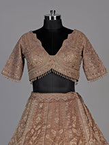 Metallic mocha brown heritage lehenga choli for women
