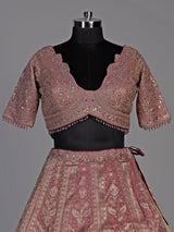 Dusty mauve pink kashmiri paisley lehenga choli for women