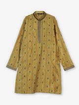 Gold silk blend kurta suit with embroidery and threadwork for men