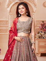 Greyish brown royal elephant girls lehenga choli
