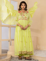 Light green angrakha anarkali womens kurti set