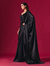 Black satin silk ready to wear saree with diamond elegance
