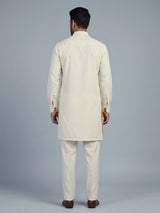 Cream linen pathani suit for men festive celebrations