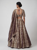 Purple banarasi jacquard lehenga choli with dupatta