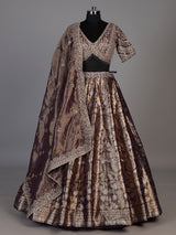 Purple banarasi jacquard lehenga choli with dupatta