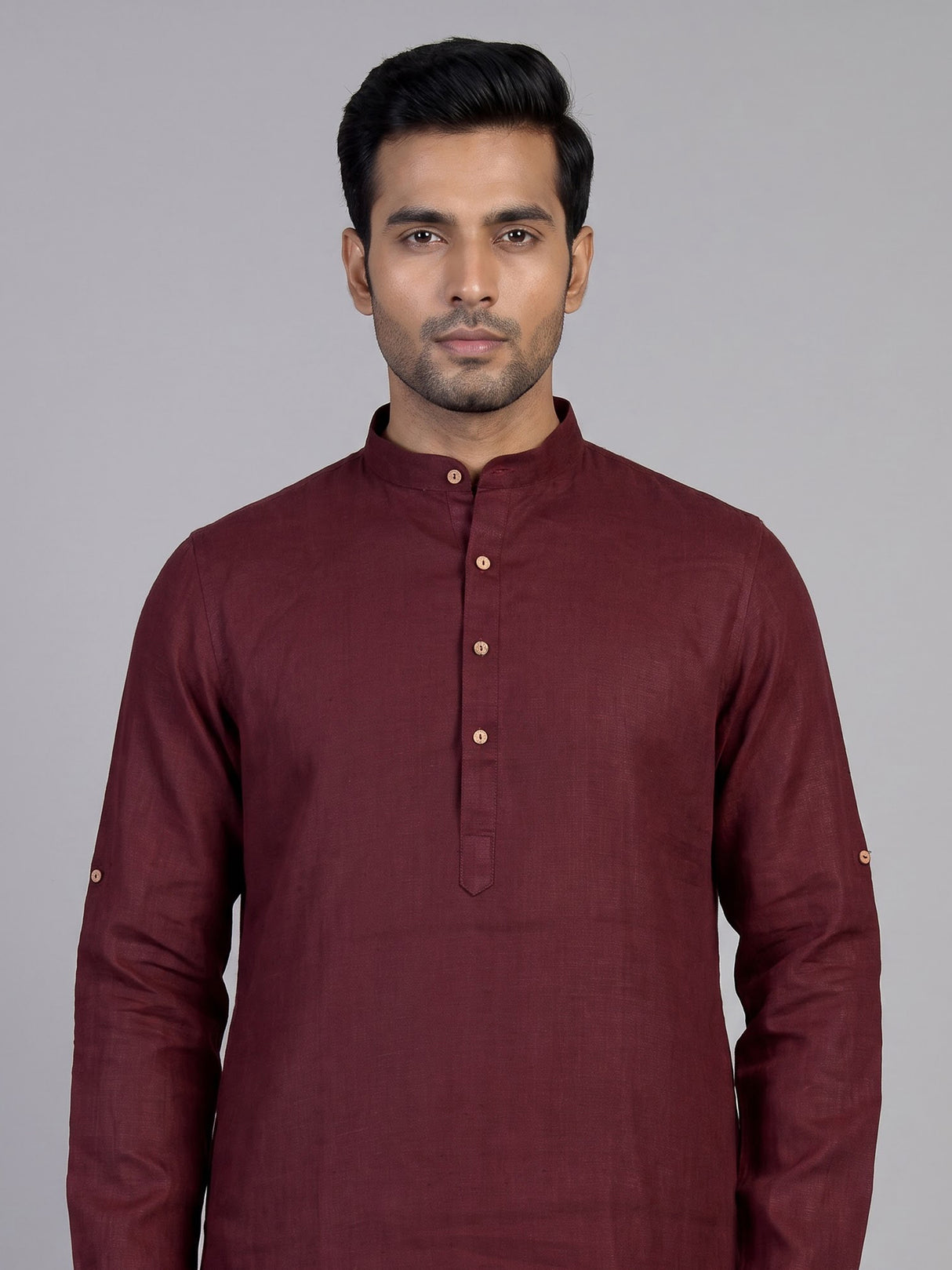 Maroon cotton waistcoat set for men with luxurious embellishments