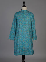 Aqua silk blend bandhani kurta suit for men festive style