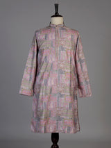 Pink silk printed kurta suit for men festive elegance