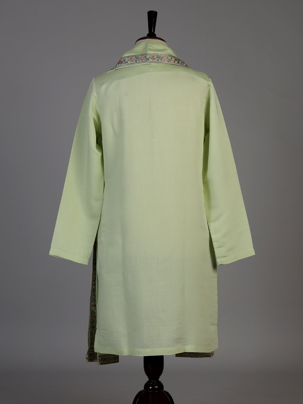 Pista green cotton embroidered kurta suit with dupatta