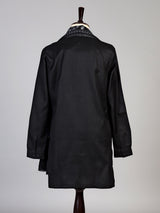 Black cotton embroidered kurta suit with woven dupatta