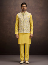 Yellow cotton linen waistcoat set