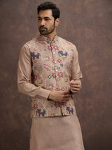 Rose wood pink cotton linen waistcoat set