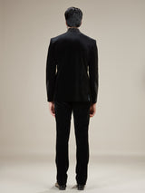 Black mens velvet pinstripe jodhpuri suit