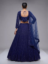 Navy blue diamond jaal designer lehenga choli for women