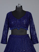 Navy blue diamond jaal designer lehenga choli for women