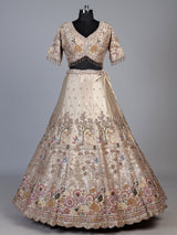 Cream botanical kalidar lehenga choli for women