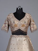 Cream botanical kalidar lehenga choli for women