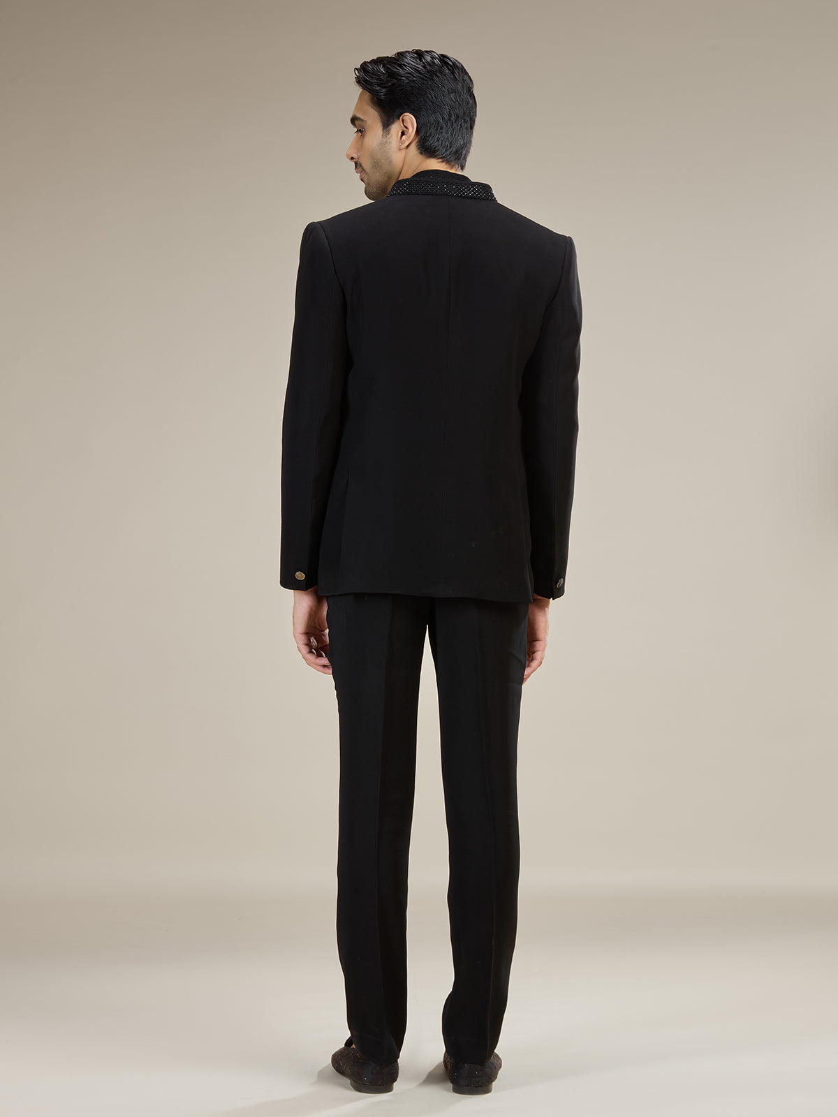 Black mens contemporary bandhgala jodhpuri suit