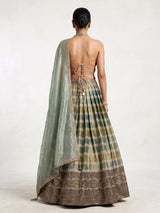 Green baroque inspired lehenga choli for women