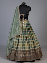 Green baroque inspired lehenga choli for women