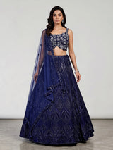 Navy blue geometric sequin designer lehenga choli for women