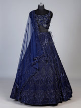 Navy blue geometric sequin designer lehenga choli for women