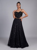 Black sequin cape designer lehenga choli for women
