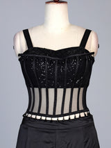 Black satin mermaid lehenga choli for women