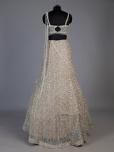 Beige pearl drape designer lehenga choli for women