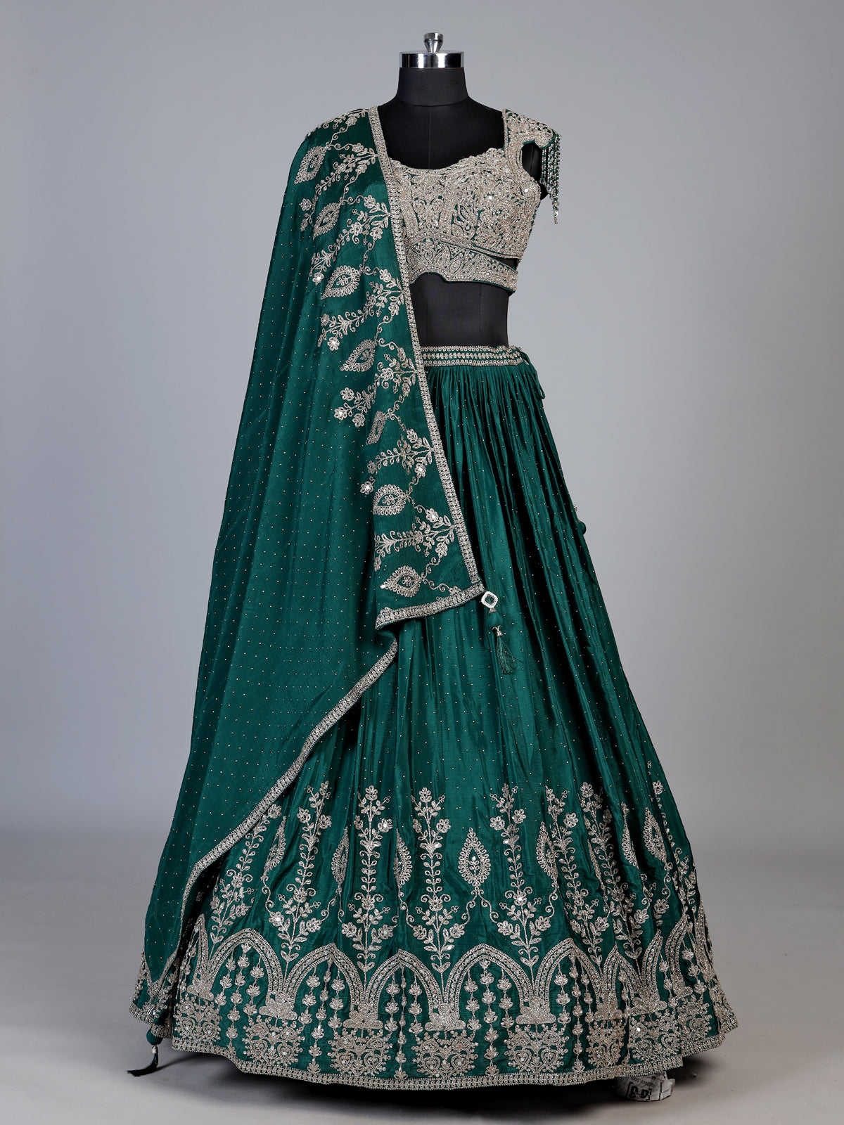 Green mughal inspired lehenga choli for women