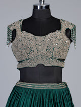 Green mughal inspired lehenga choli for women