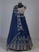 Navy blue mughal arch lehenga choli for women