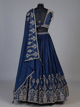 Navy blue mughal arch lehenga choli for women