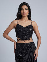 Black crystal cape lehenga choli for women