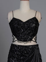 Black crystal cape lehenga choli for women
