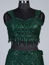 Green sweetheart tiered lehenga choli for women