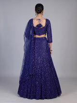Navy blue crystal fringe designer lehenga choli for women