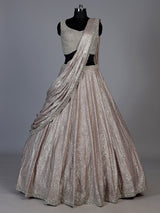 Metallic rose gold pre-draped lehenga choli for women