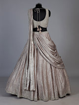 Metallic rose gold pre-draped lehenga choli for women