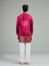Pink mens heritage print kurta suit